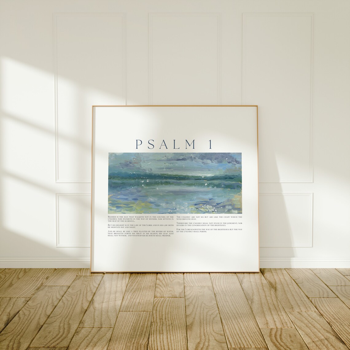 Psalm 1 Ocean Waves Seascape Painting Coastal Bible Verse Poster - Image 2