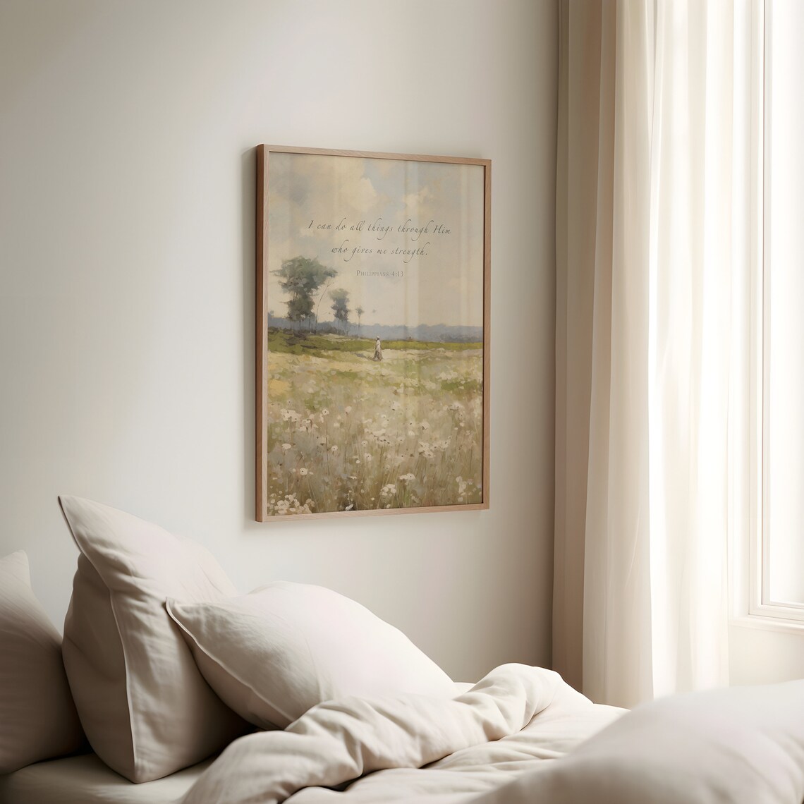 Philippians 4:13 Wildflower Farmhouse Scripture Art Print - Image 4