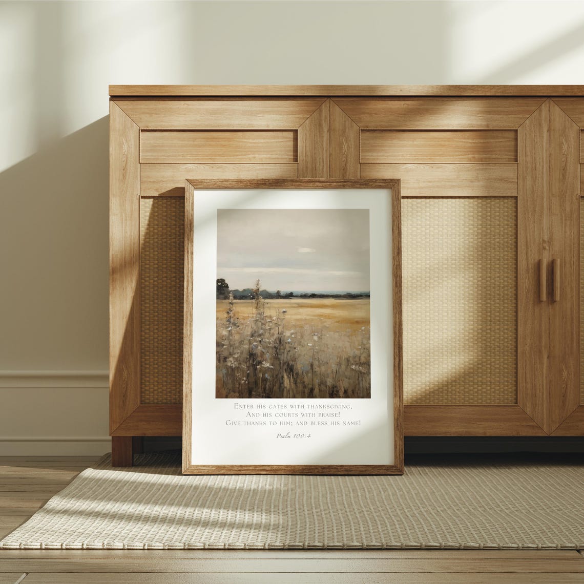 Psalm 100:4 Golden Wheat Field Landscape Thanksgiving Bible Poster - Image 5