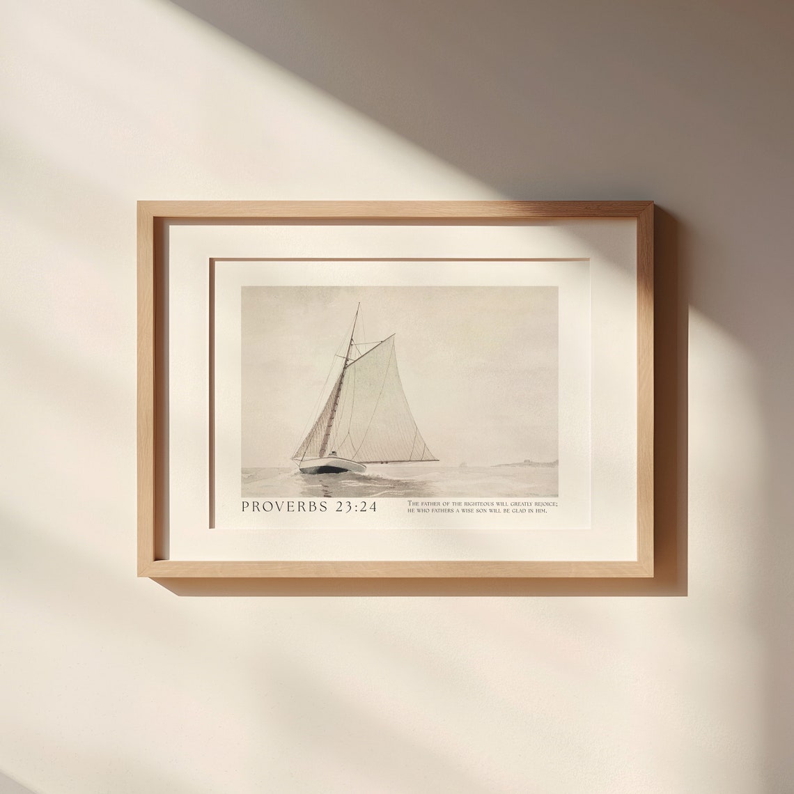 Proverbs 23:24 Vintage Sailboat Nautical Father's Day Scripture Poster - Image 3