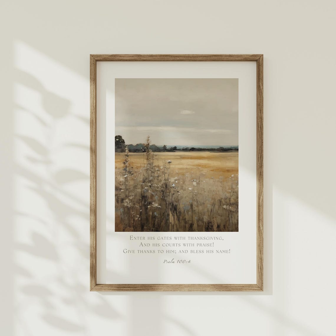 Psalm 100:4 Golden Wheat Field Landscape Thanksgiving Bible Poster