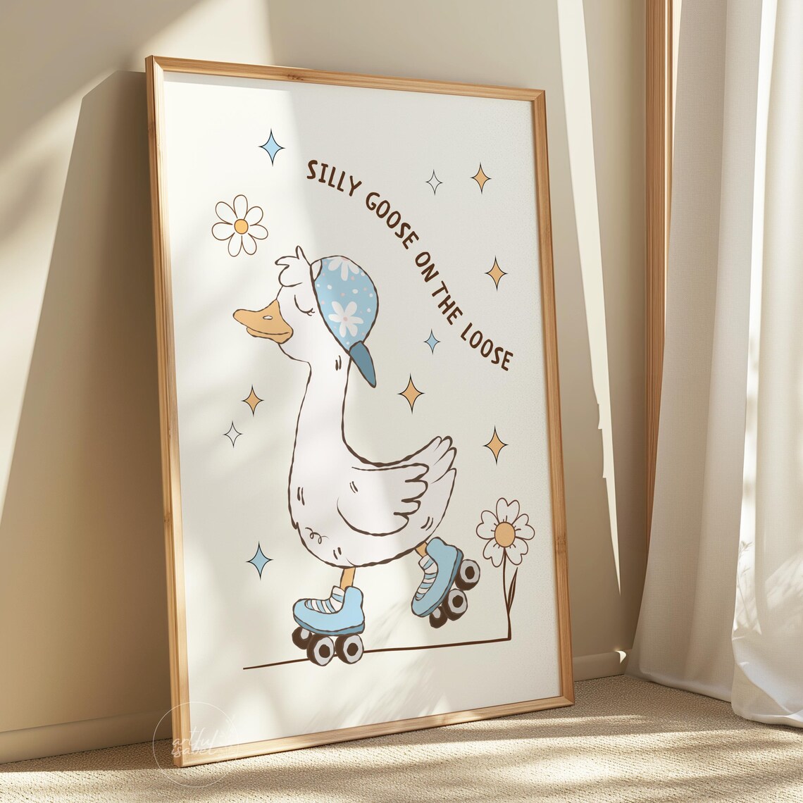 Silly Goose On The Loose Roller Skate Scarf Retro Kids Poster