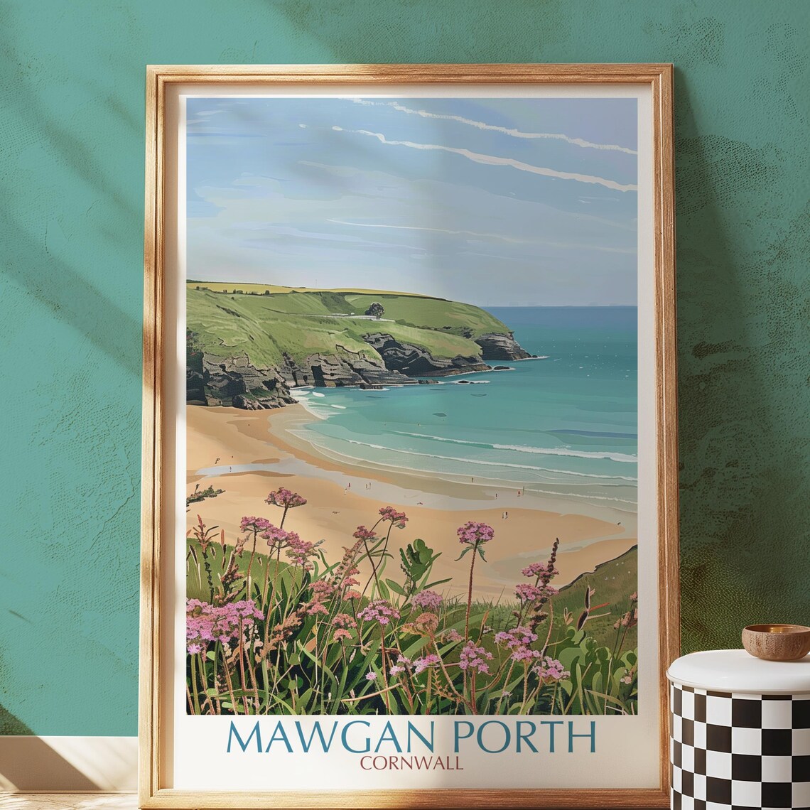 Mawgan Porth Cornwall Coastal Beach Landscape Art Print