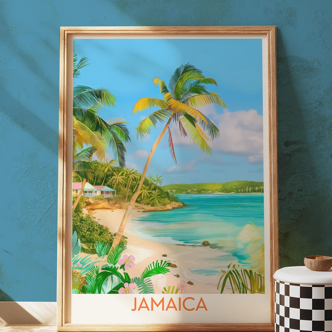 Jamaica Beach Print Tropical Palm Tree Coastal Wall Art