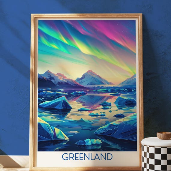 Greenland Northern Lights Print Arctic Aurora Borealis Landscape Art
