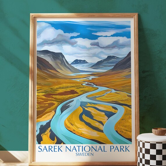 Sarek National Park Sweden Arctic Tundra Winding River Landscape Poster