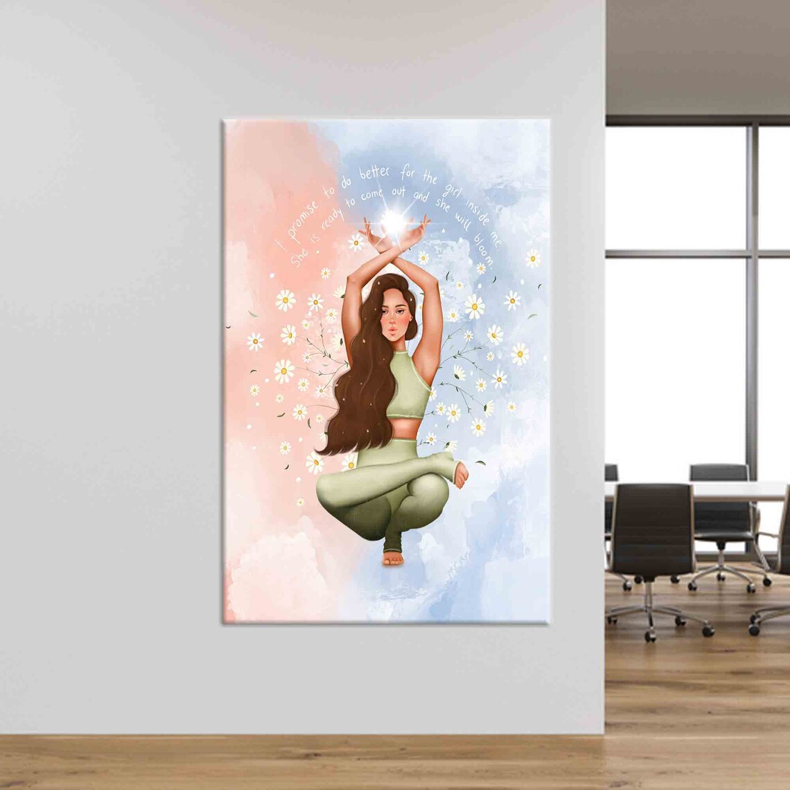 Yoga Girl Meditation Art, Modern Artwork