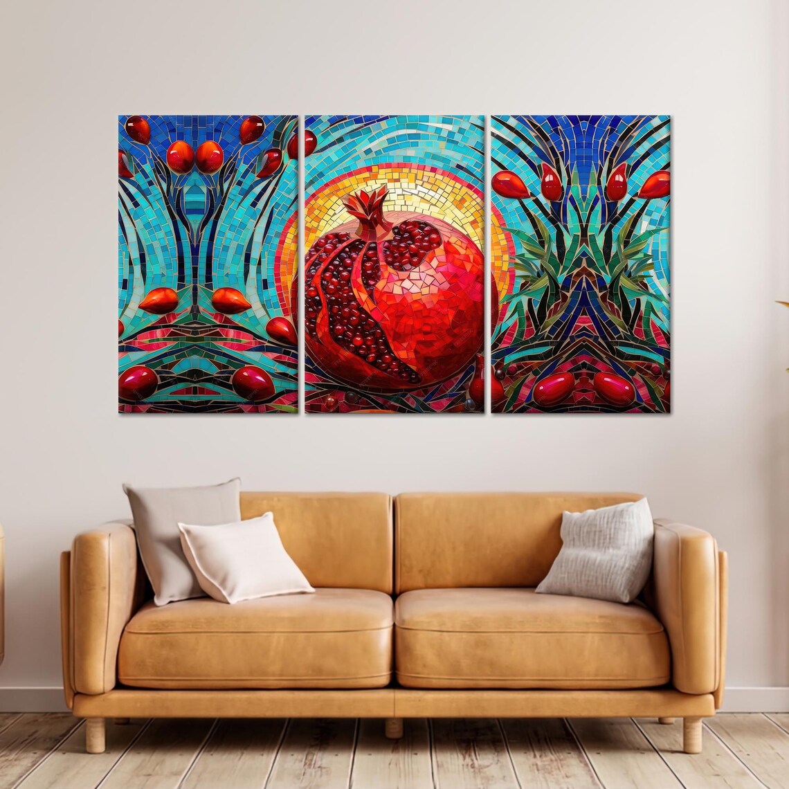 Abstract Painted Glass Pomegranate, Modern Decor - Image 4