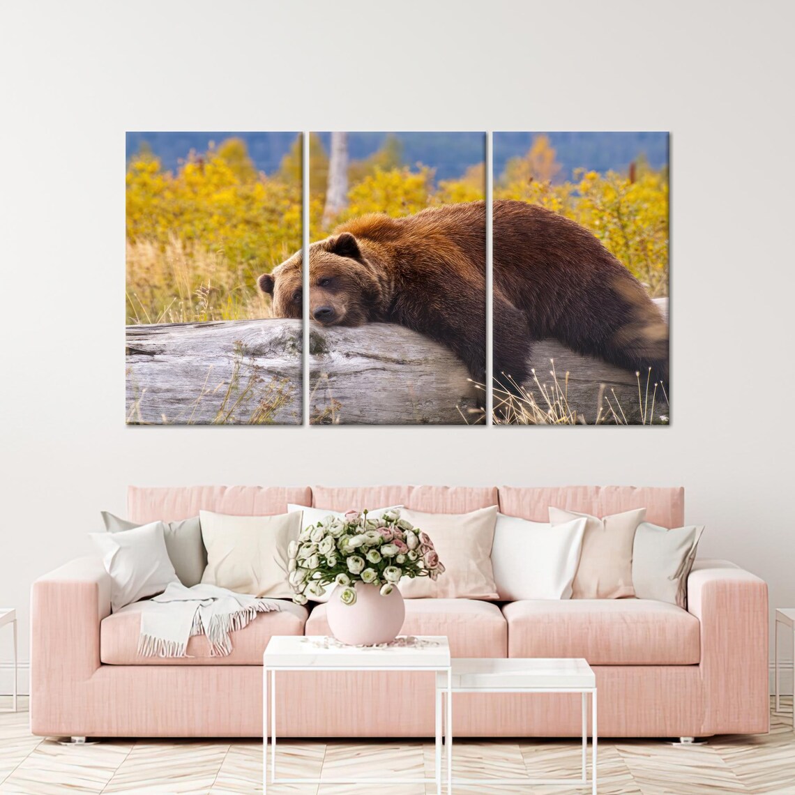 Brown Bear Resting On A Log, Modern Kitchen Decor - Image 4