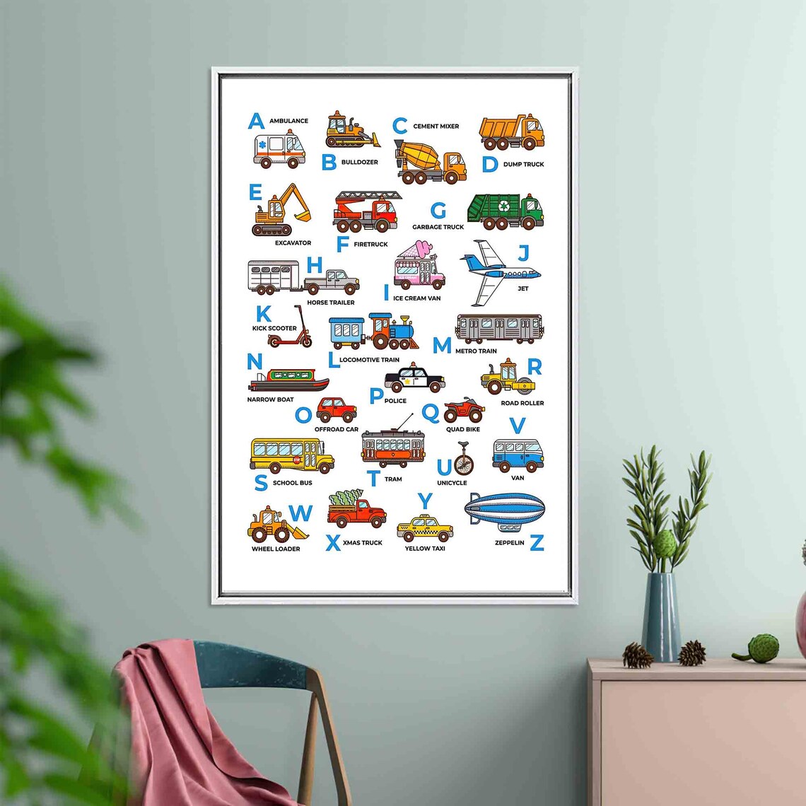 Vehicle ABC Alphabet Art, Kids Room Decor - Image 4