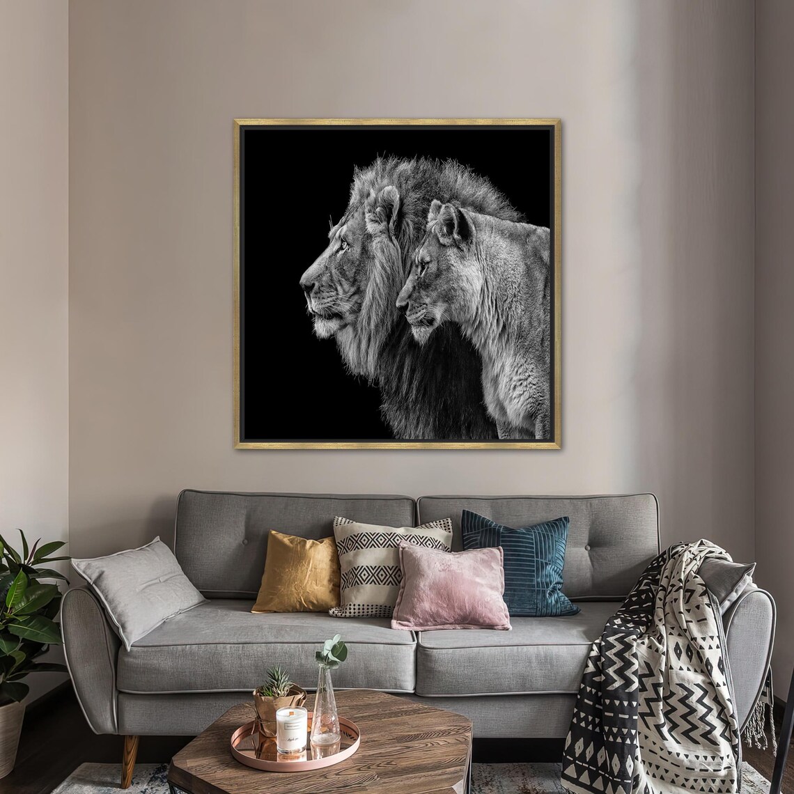 Lion Couple Personalized Man Cave Art Print - Image 2