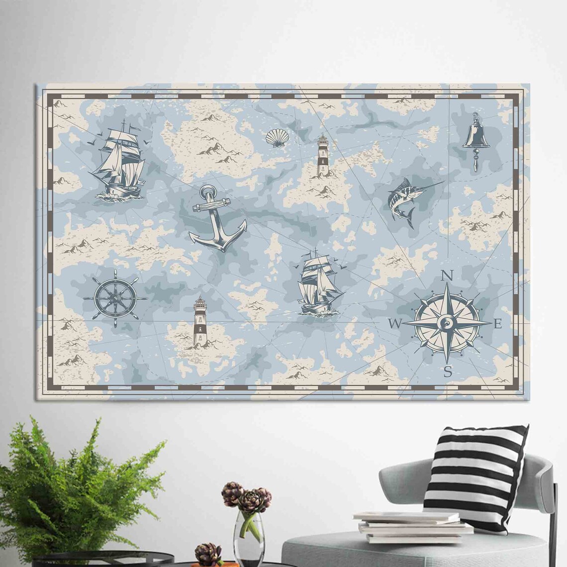 Sea Compass Modern Art, Personalized Gift