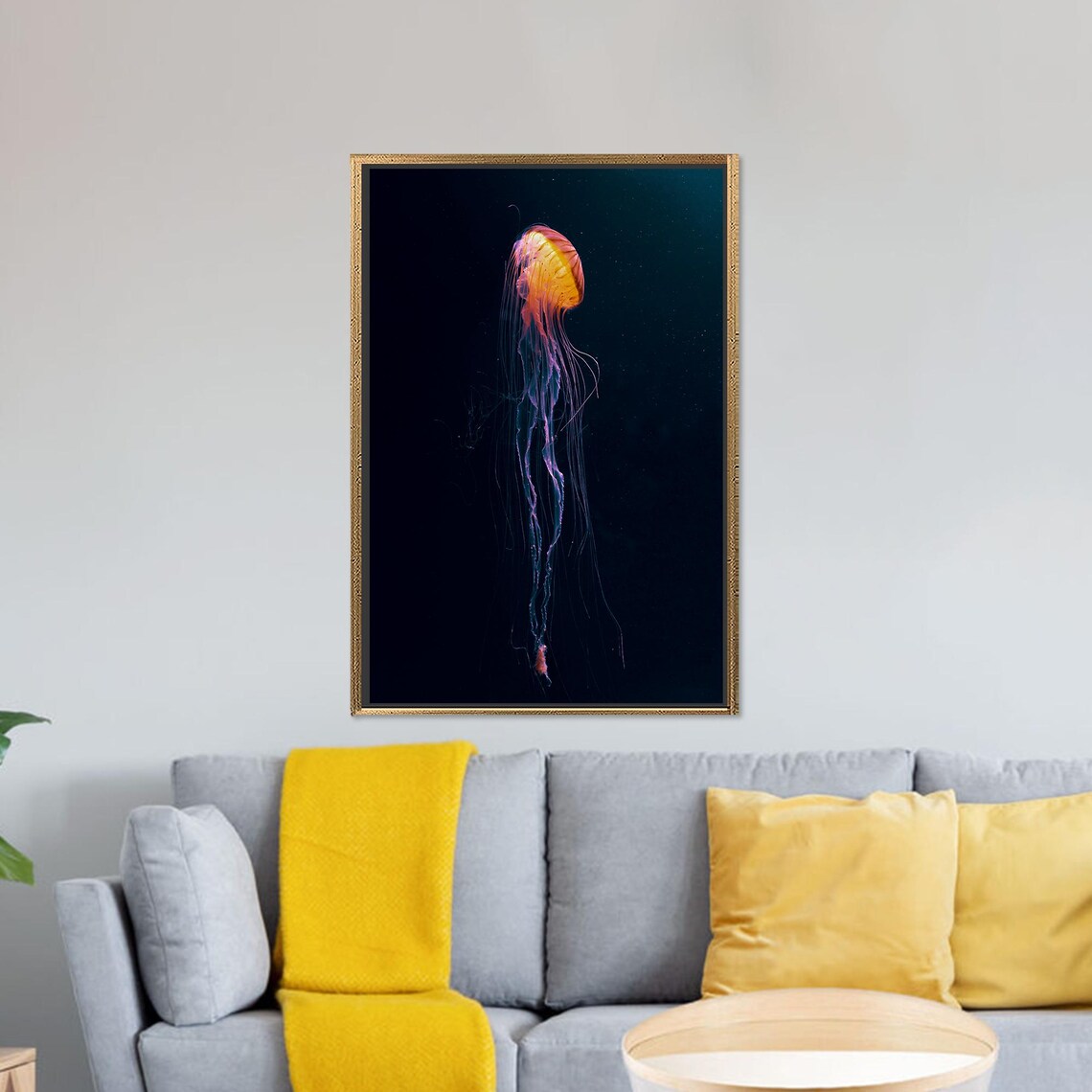 Jellyfish Modern Printed Glass Art, Ocean Decor - Image 2