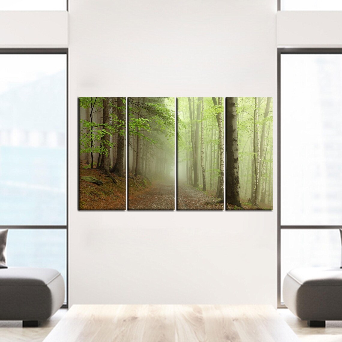 Forest Glass Landscape Art Print, Modern Farmhouse - Image 2