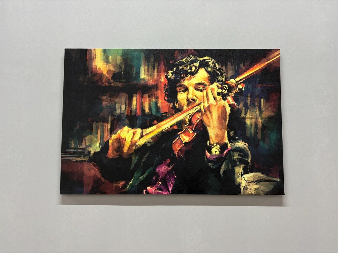 Male Violinist Music Room Glass Wall Art