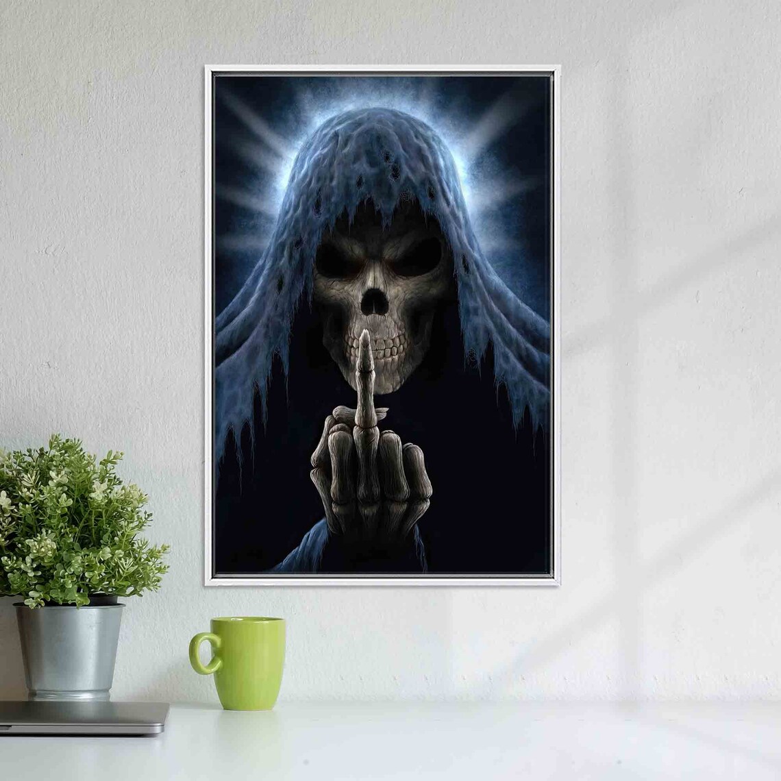 Middle Finger Art, Satanic Demon Skull Artwork - Image 4