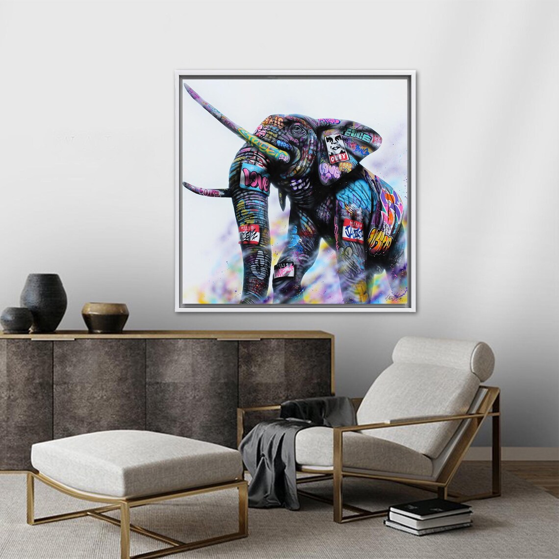 Colorful Elephant Graffiti Wall Decoration - Image 4