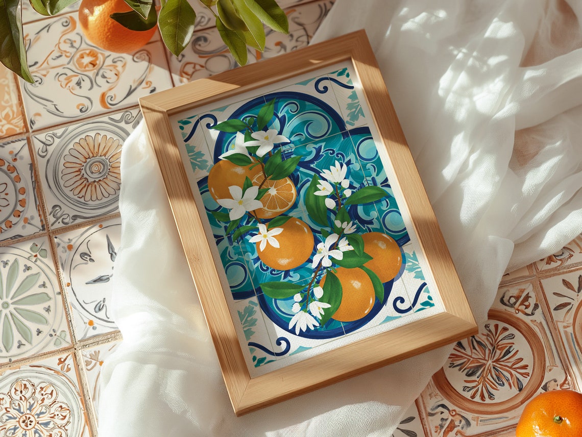 Oranges Tiles Poster Print, Spanish Fruit Market - Image 3