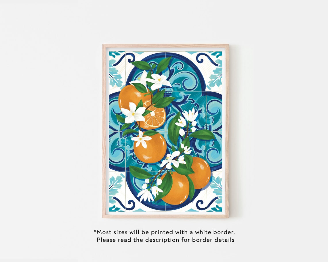Oranges Tiles Poster Print, Spanish Fruit Market - Image 2