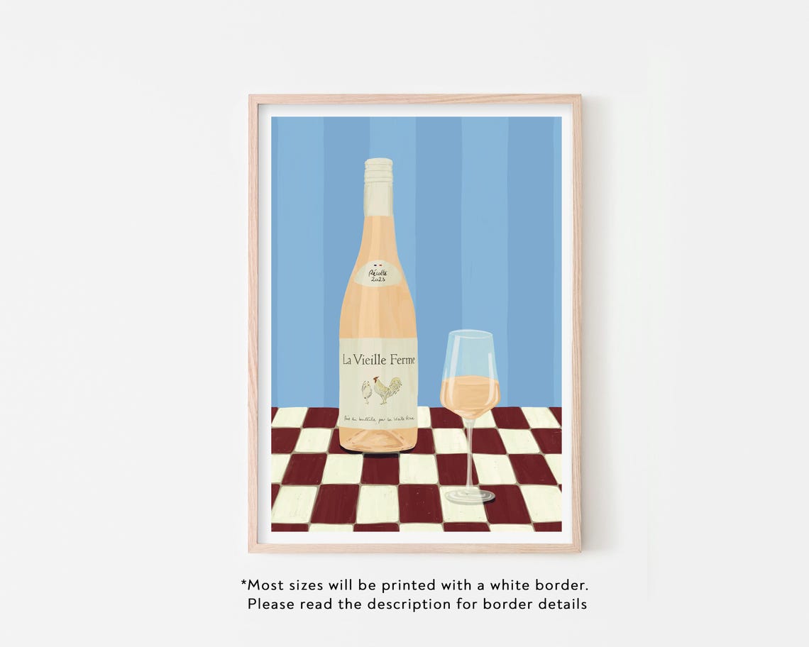 Chicken Wine Poster Print, Home Bar Wall Art - Image 3