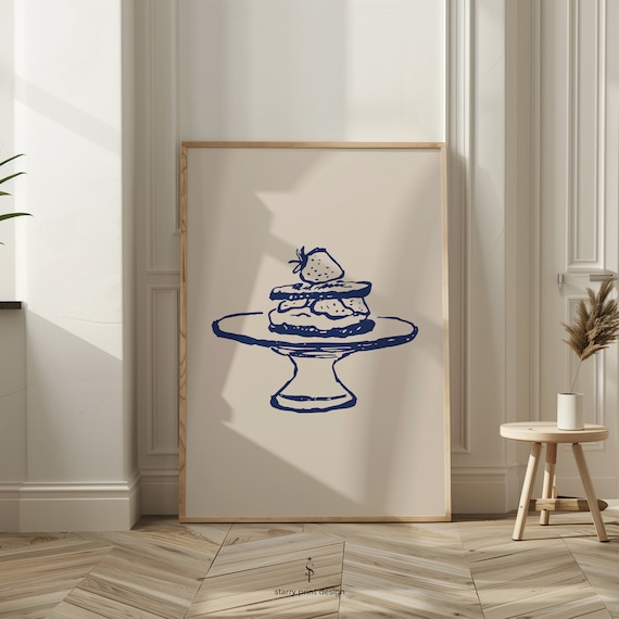 Cake Wall Art For Kitchen Food Minimalist Modern Gift Friends