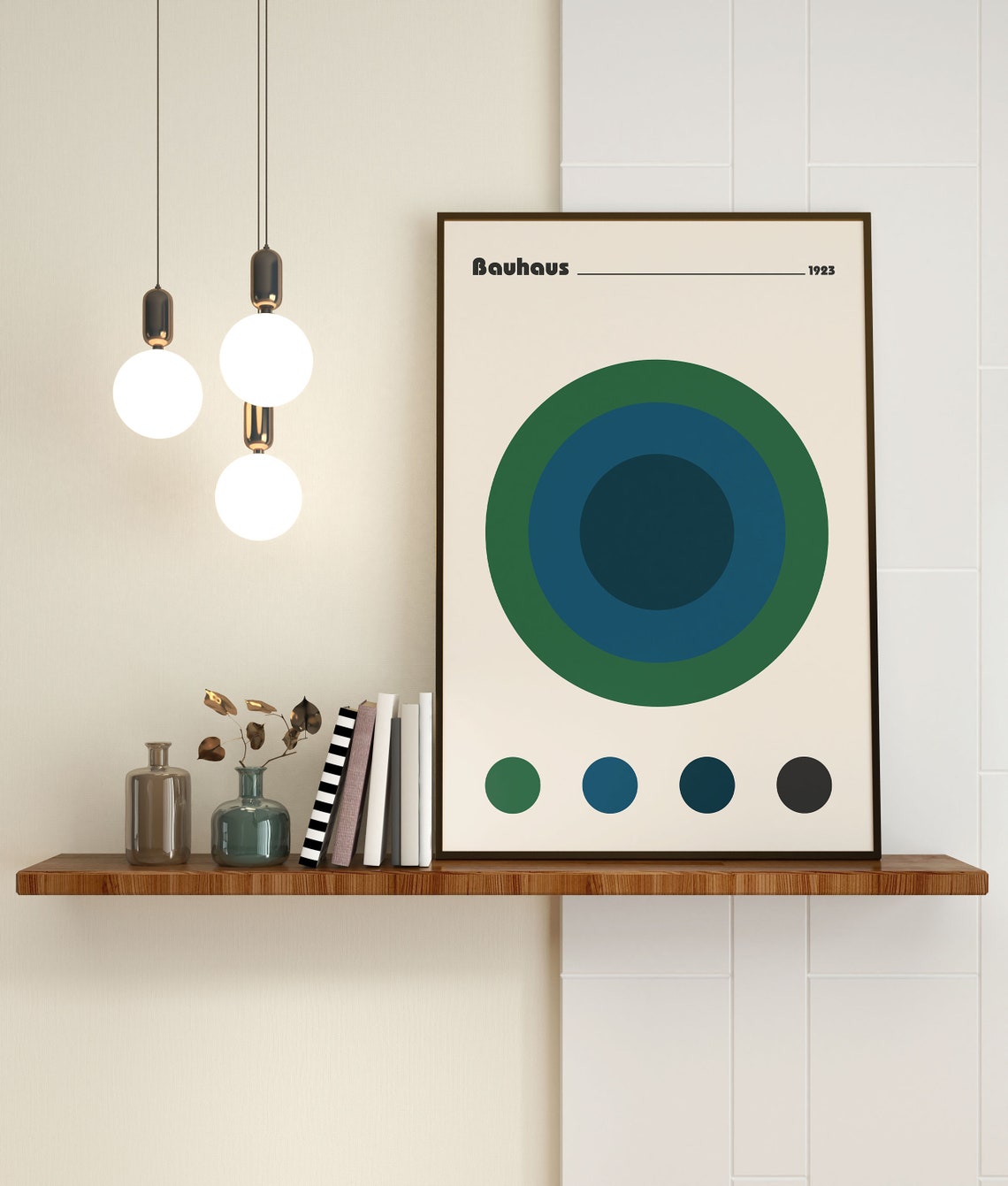 Bauhaus 1923 Concentric Circles Blue Green Geometric Art Poster - Image 3