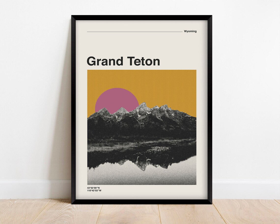 Grand Teton National Park Mid Century Poster Print