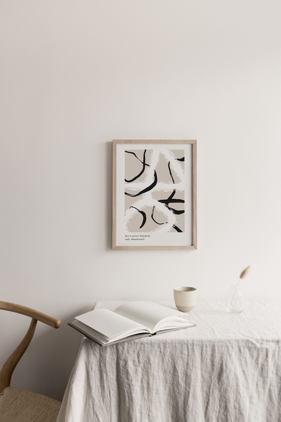 Art Is Never Finished Abstract Ink Quote Brushstroke Wall Print - Image 2