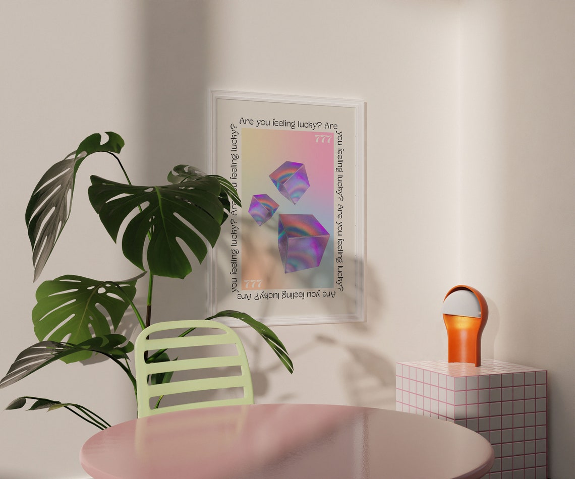 Are You Feeling Lucky 777 Holographic Dice Y2k Aesthetic Poster - Image 2