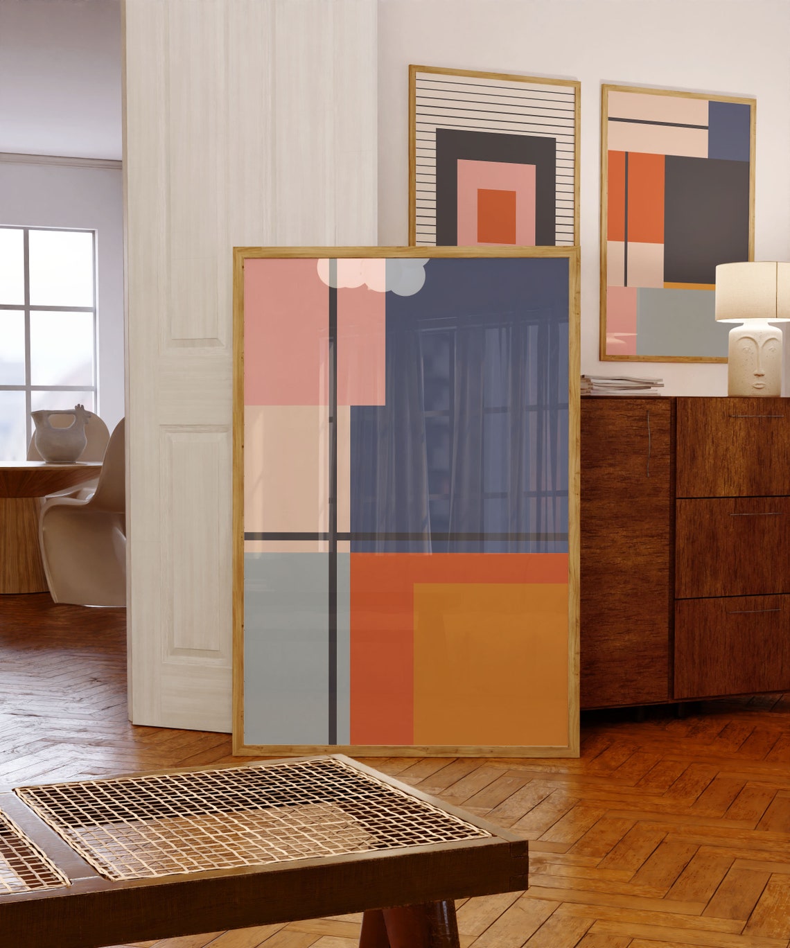 Bauhaus Geometric Color Block Abstract Mid Century Modern Print - Image 3