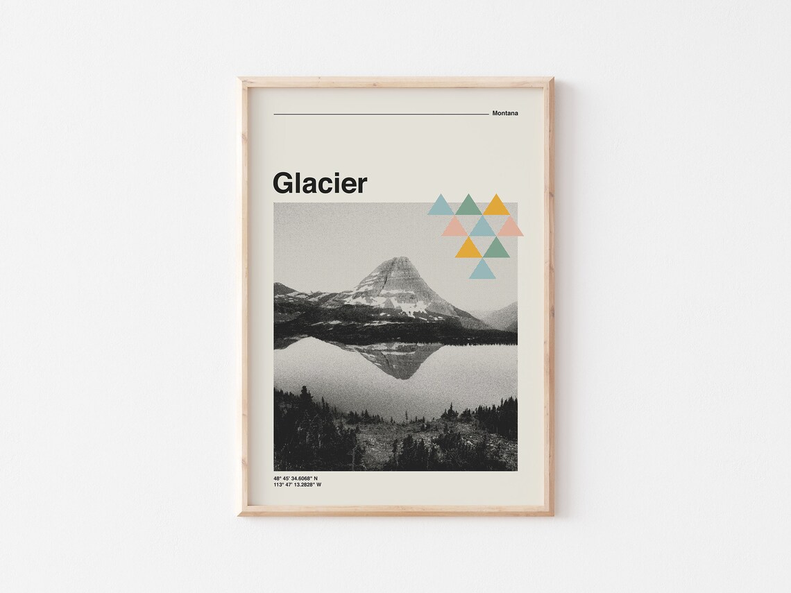 Glacier National Park Retro Travel Poster, Montana - Image 2