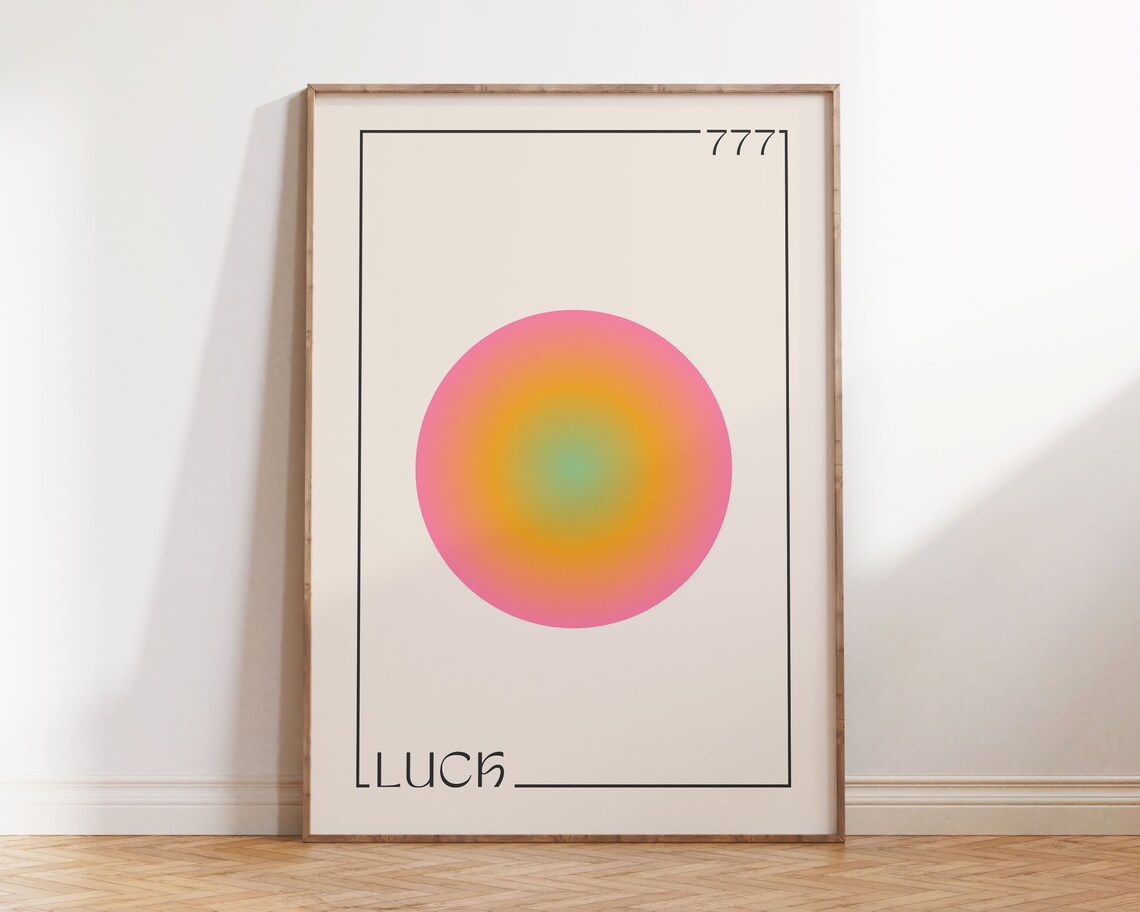 Angel Number 777 Luck Affirmation Aura Circle Pastel Wall Decor Poster