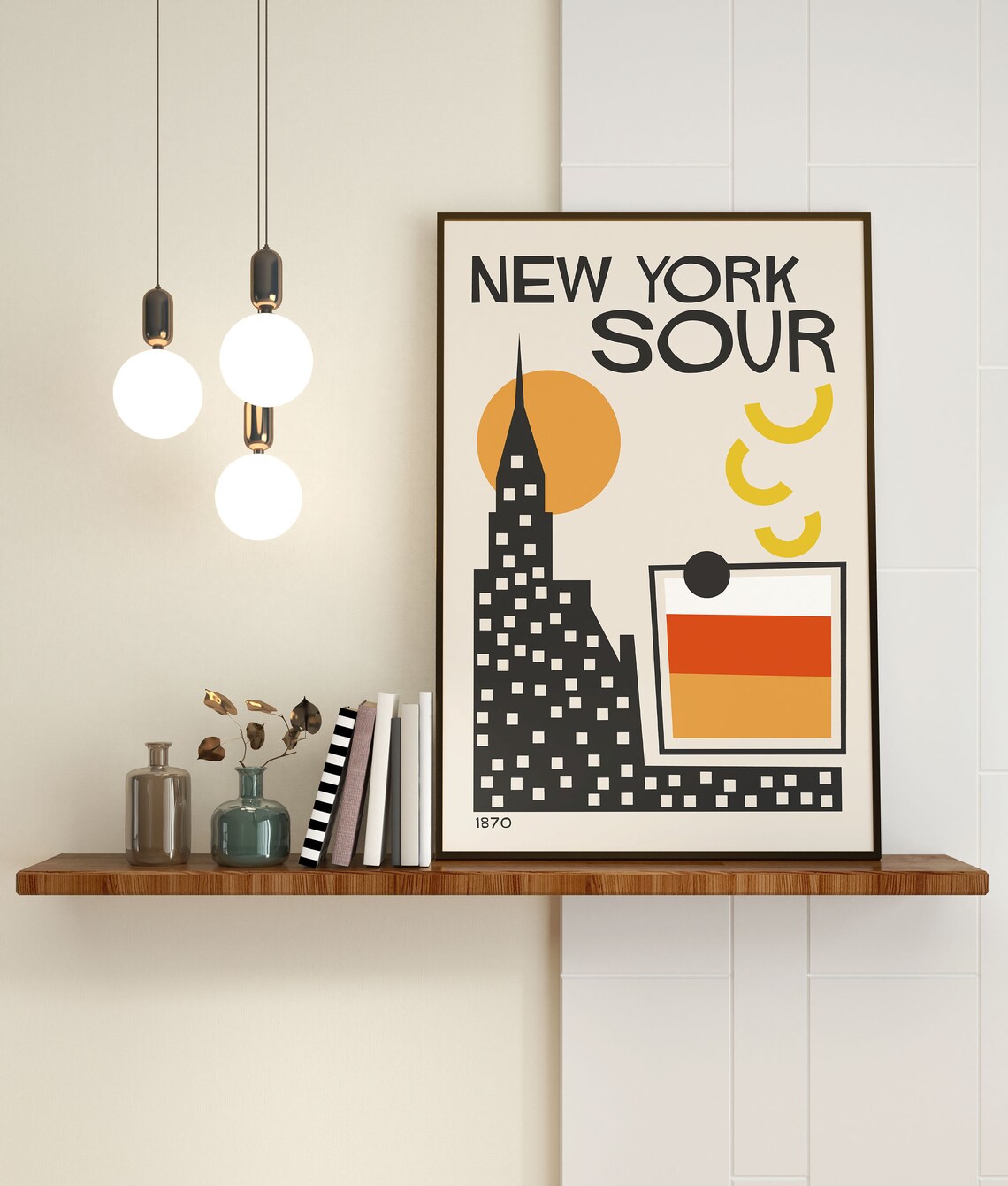 New York Sour Retro Cocktail Poster, Mid-Century - Image 3