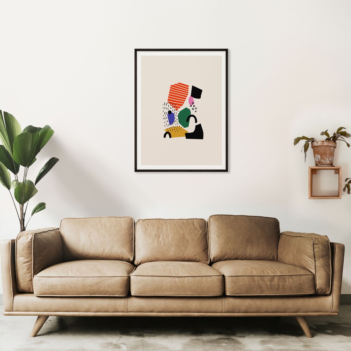 Colorful Abstract Poster Mid Century Cut Out Shapes Orange Black Green - Image 3