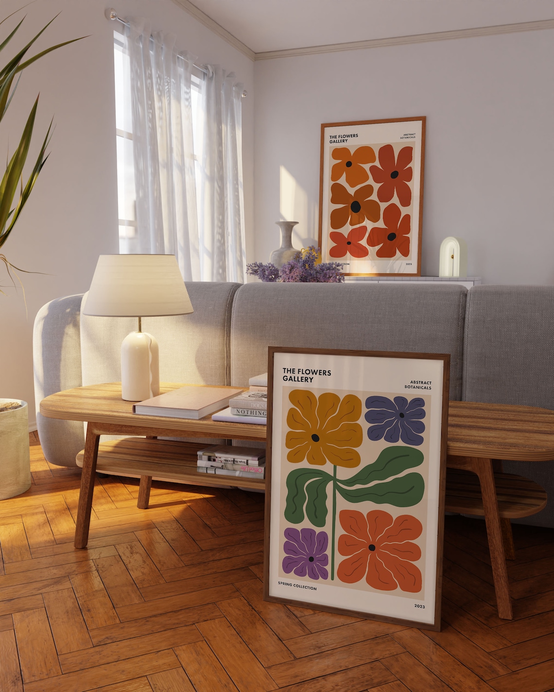 Funky Retro Floral Print, Abstract Botanical Poster - Image 3