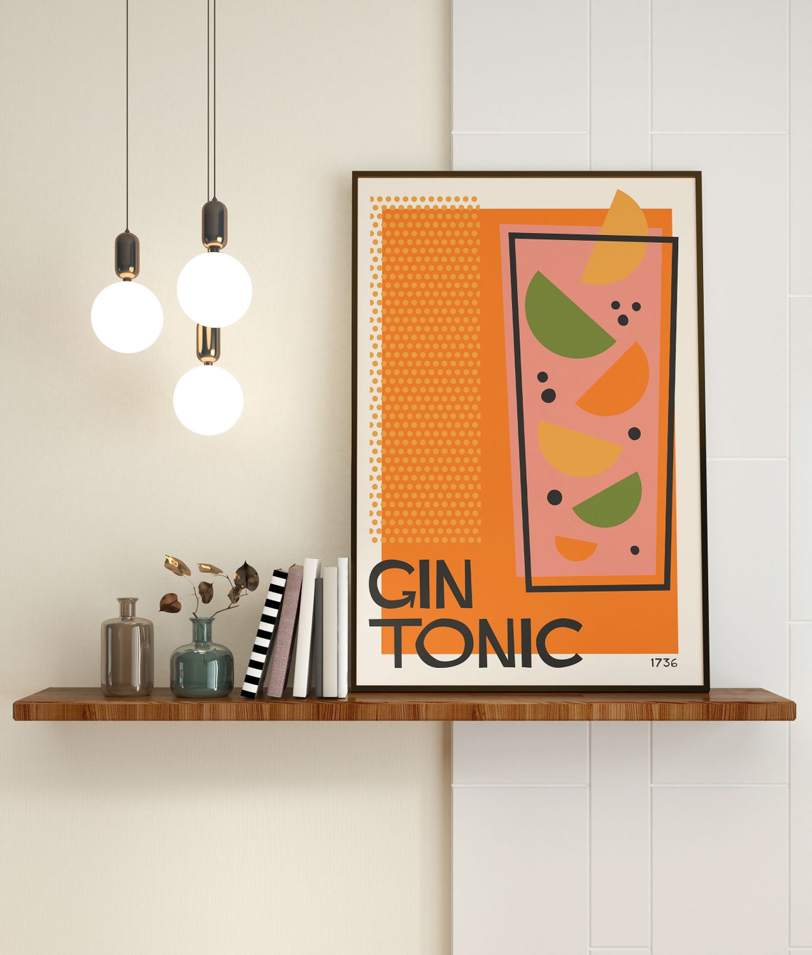 Gin Tonic Retro Mid Century Colorful Cocktail Kitchen Wall Poster - Image 3