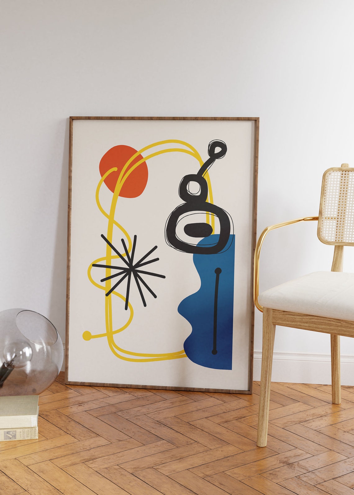 Eclectic Abstract Doodle Line Art Mid Century Modern Wall Art - Image 3