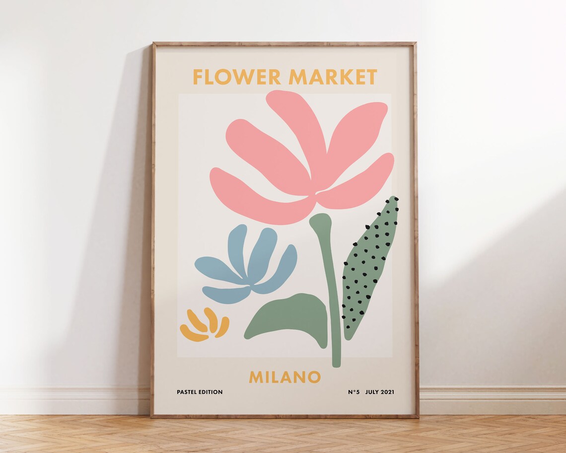 Flower Market Print, Milano Retro Floral Poster
