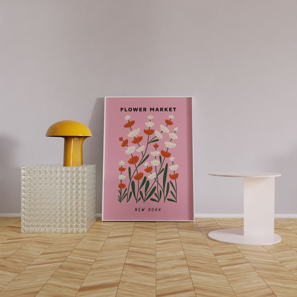 Flower Market Poster New York Pink Floral Wall Art Cute Botanical Print Preppy Room Decor Teen College Dorm Decor - Image 2