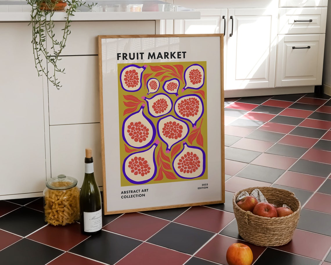 Fruit Market Figs Abstract Art Collection 2023 Retro Kitchen Poster