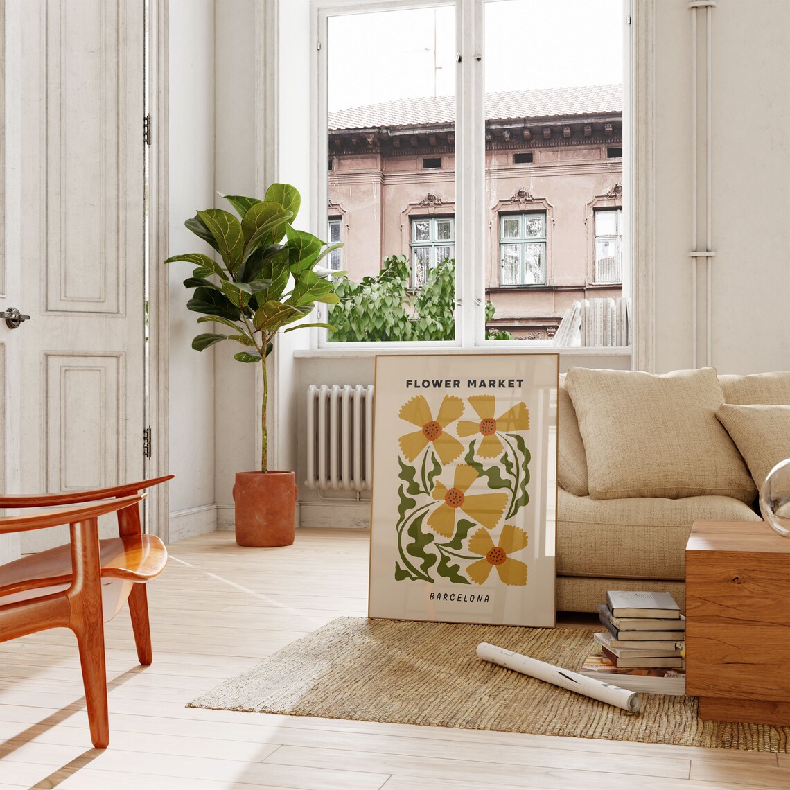 Flower Market Print Barcelona, Retro Botanical Art Print - Image 3