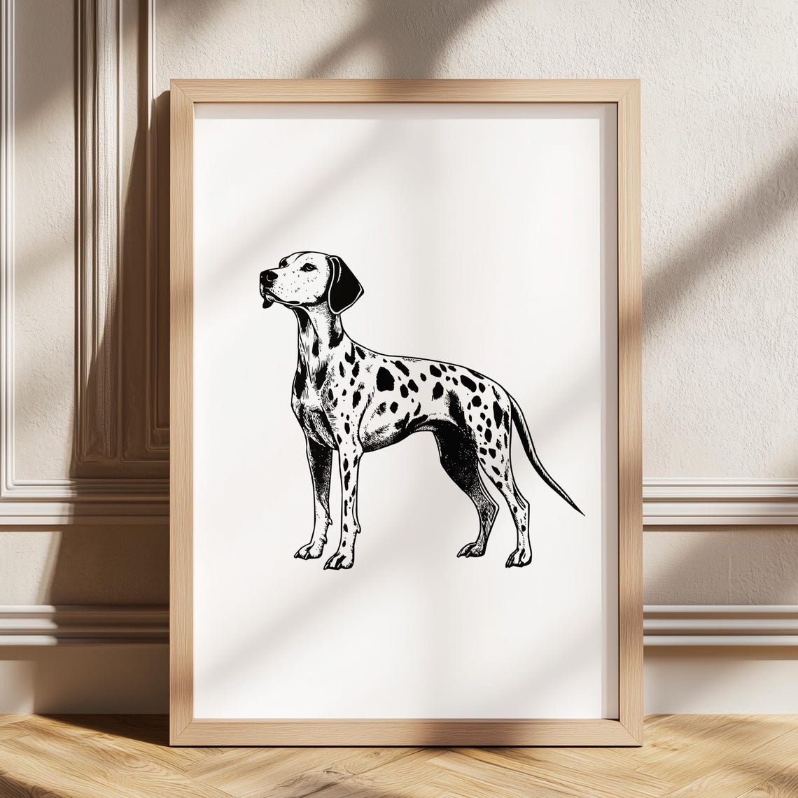Dalmatian Dog Standing Profile Sketch Vintage Breed Art Wall Poster