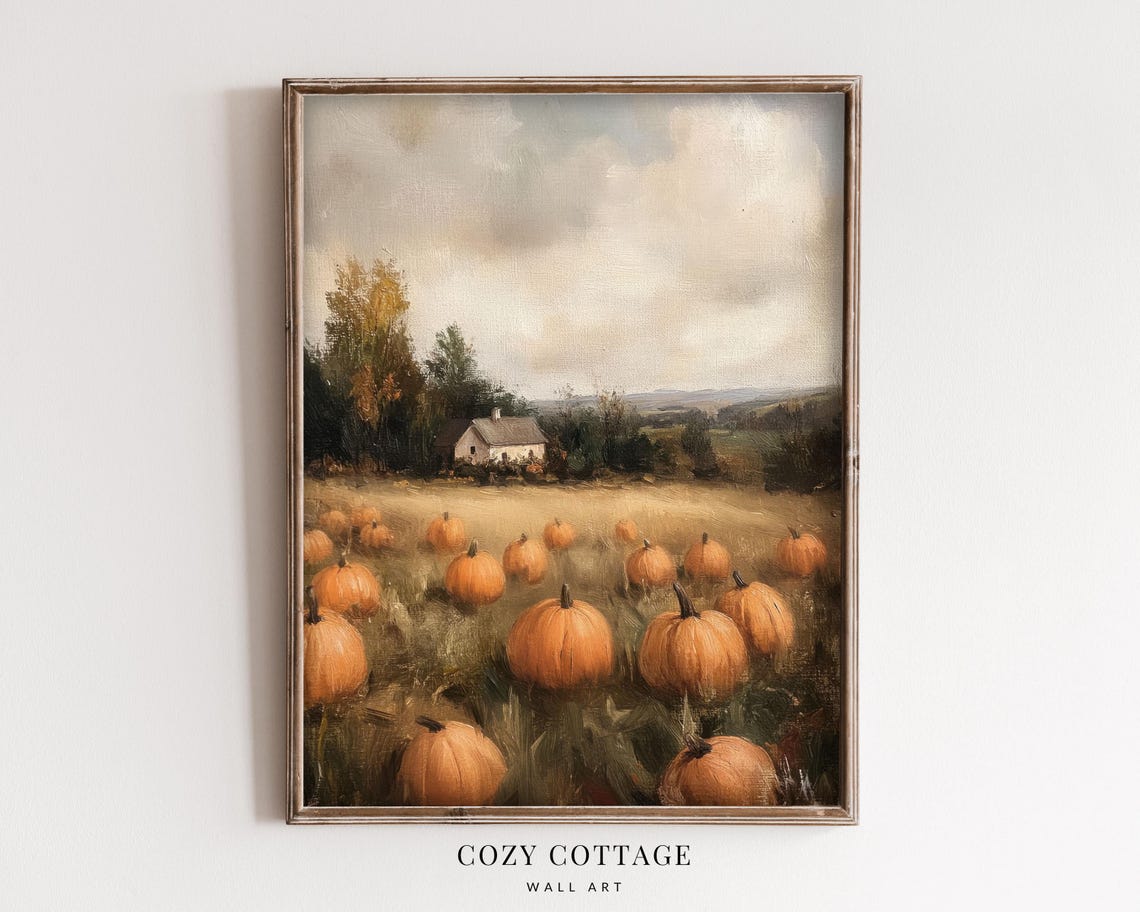 Pumpkin Patch, Muted Vintage Style Art Print