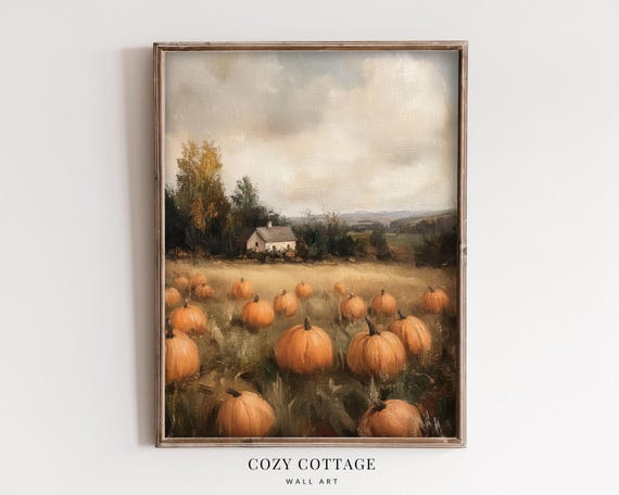 Pumpkin Patch, Muted Vintage Style Art Print
