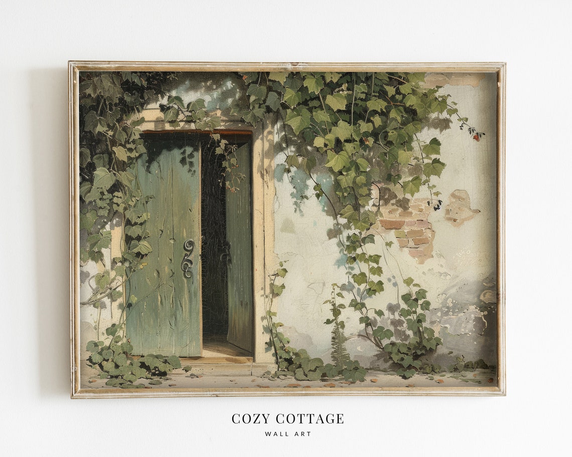 Old Cottage Door With Ivy Vintage Style Art Print