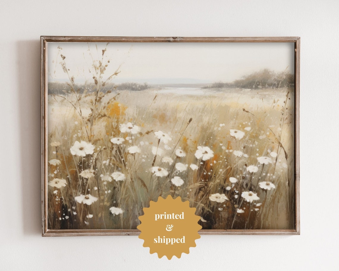 Summer Flower Meadow Vintage Style Wall Art Print