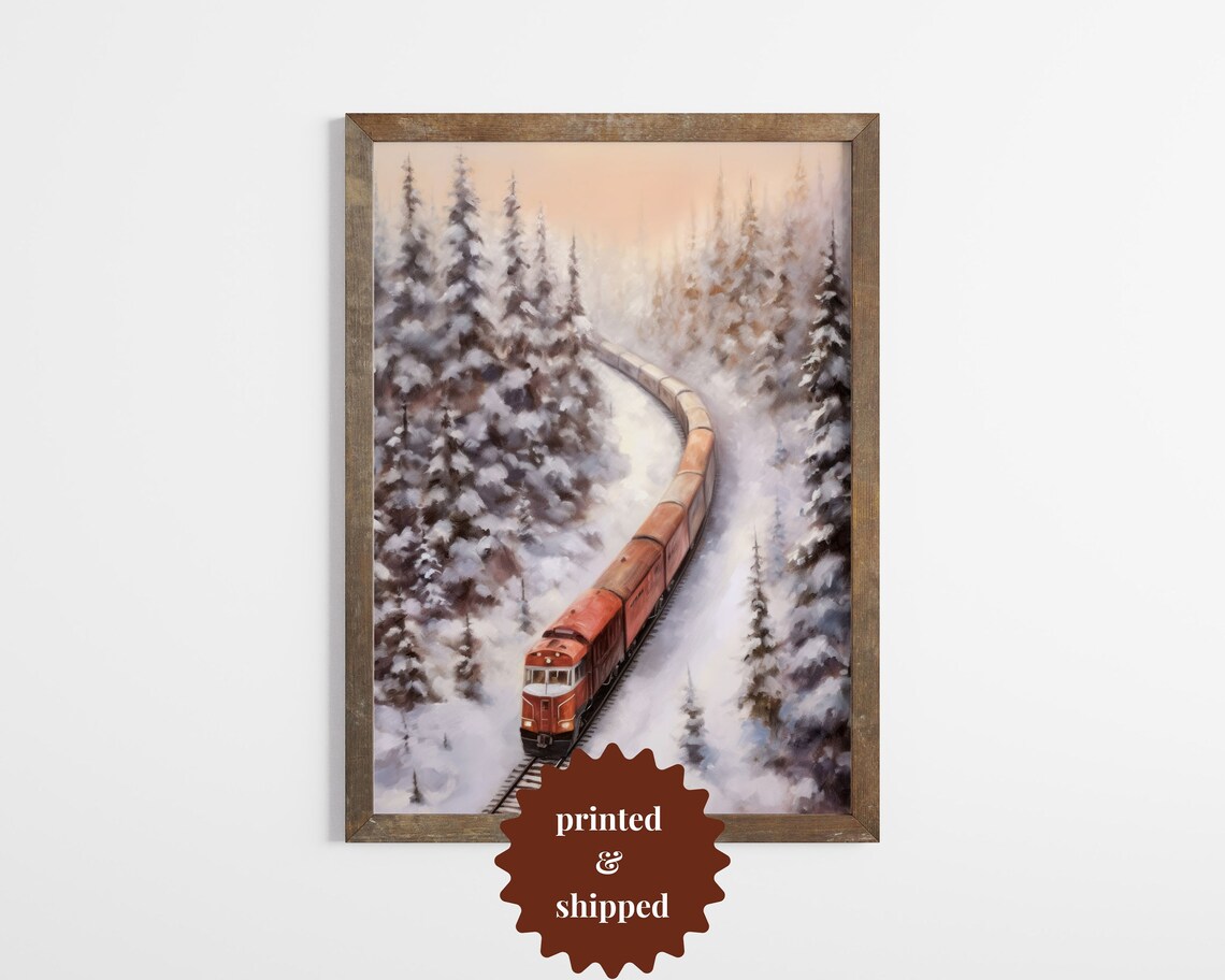 Vintage Winter Express Train, Cozy Cottage Decor