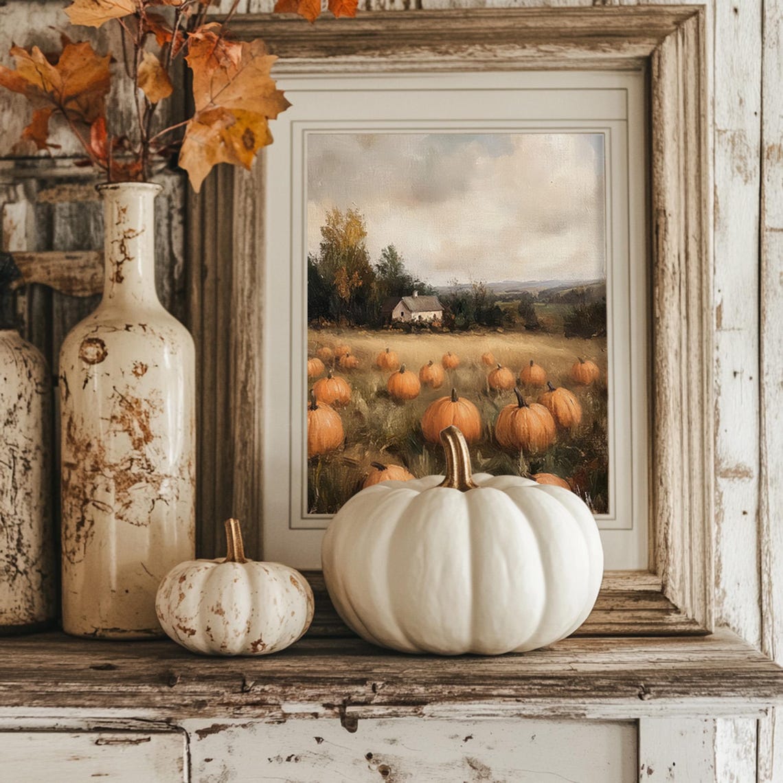 Pumpkin Patch, Muted Vintage Style Art Print - Image 3