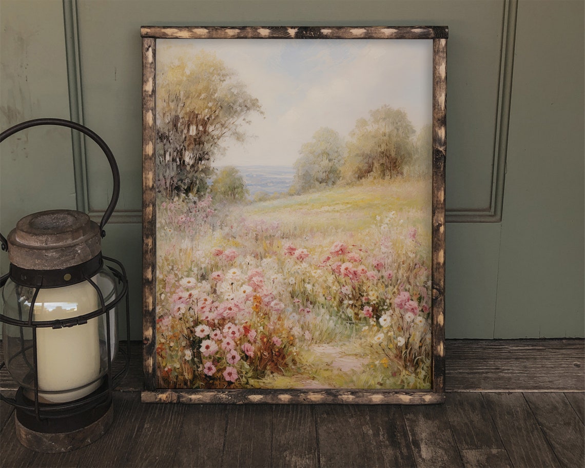 Flower Meadow Vintage-Style Art Print, Spring Decor - Image 2