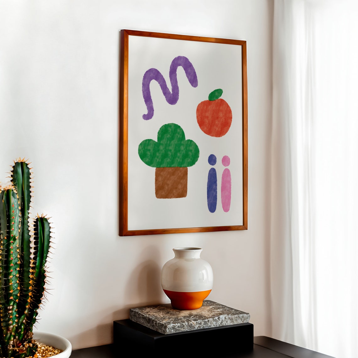 Garden of Eden Naive Folk Art Nursery Illustration Christian Poster - Image 2